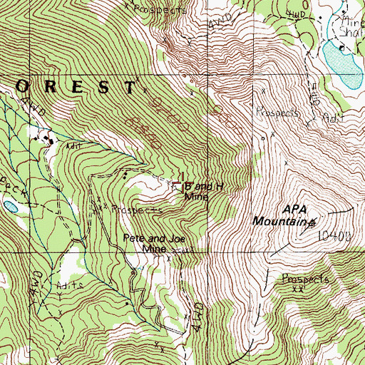 Topographic Map of B and H Mine, MT