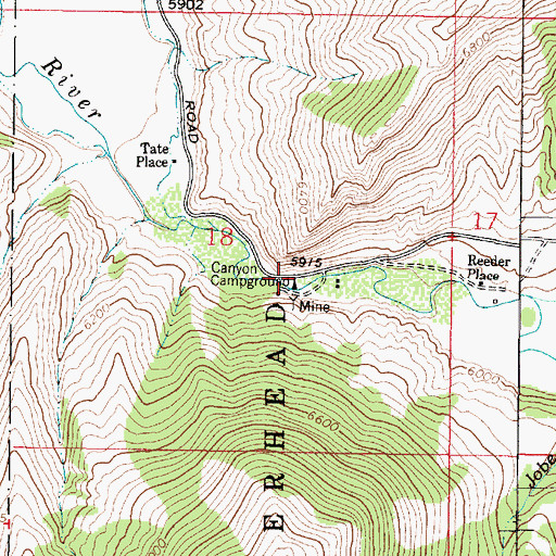 Topographic Map of Canyon Campground Mine, MT