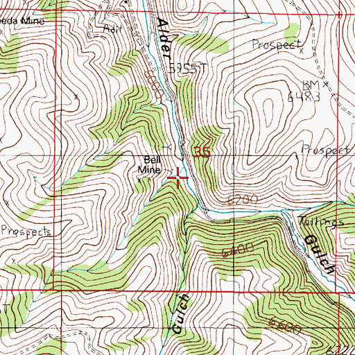 Topographic Map of Don-A-Vera/Jayhill Mine, MT