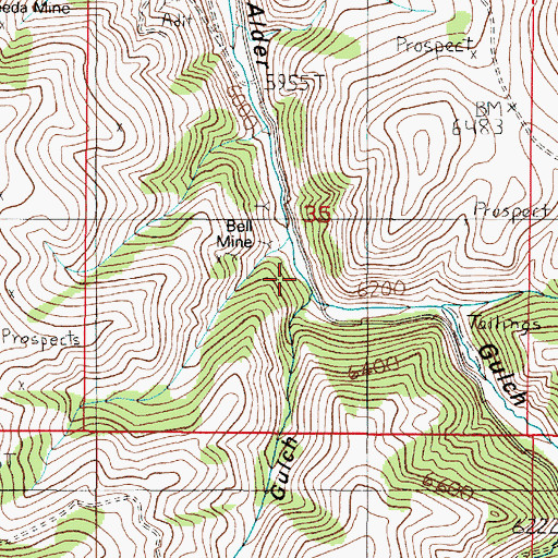 Topographic Map of Wilson-Bell Mine, MT