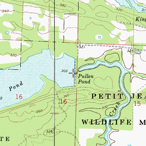 Topographic Map of Pond Creek Lake Dam, AR