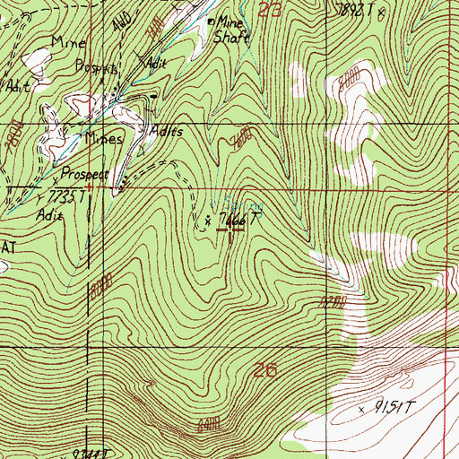 Topographic Map of General Shafter Mine, MT