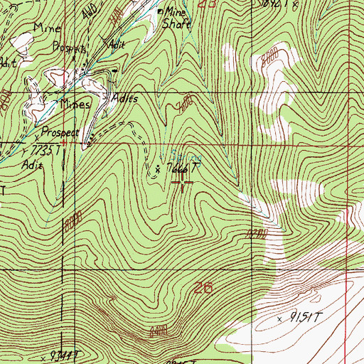 Topographic Map of J T C Mine, MT