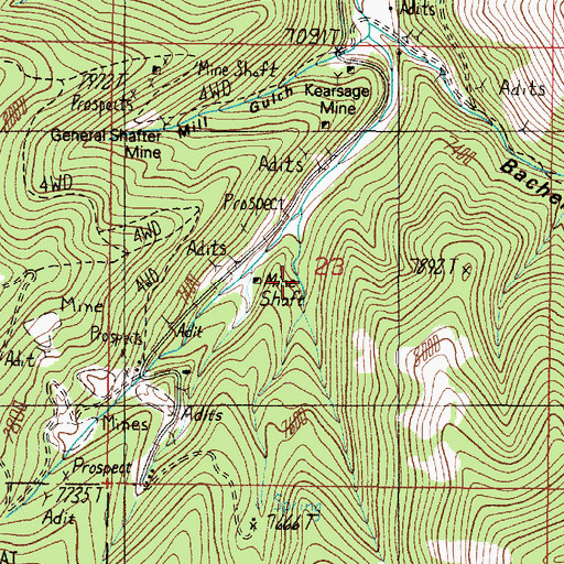 Topographic Map of Randolph Mine, MT