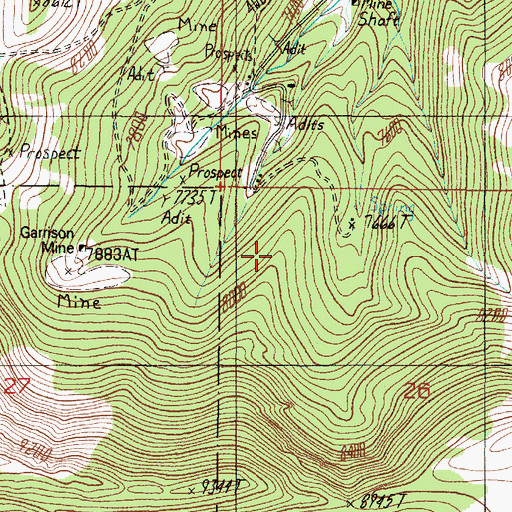 Topographic Map of Yankee Mine, MT
