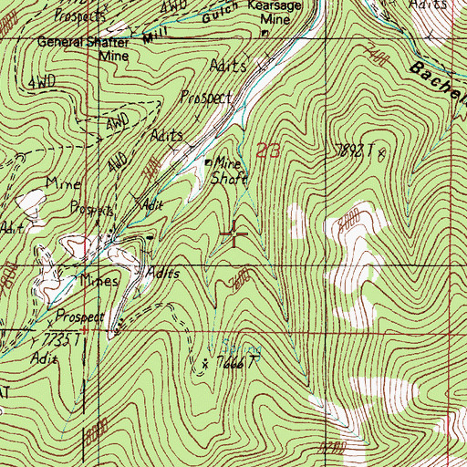 Topographic Map of Alder Gulch Mine, MT