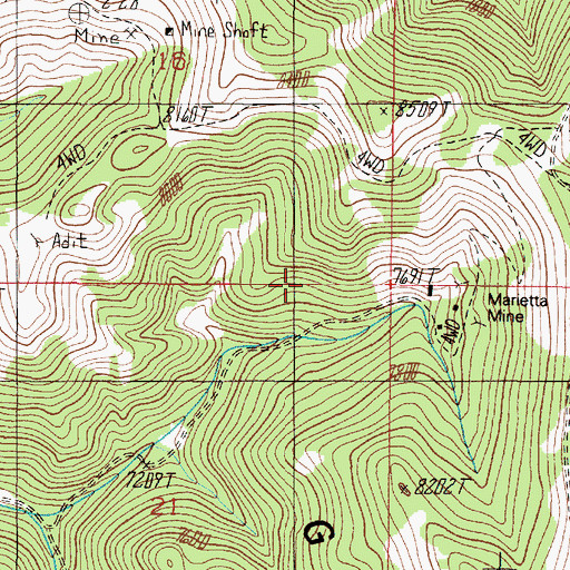 Topographic Map of NW Section 16 Mine, MT