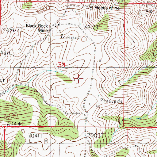 Topographic Map of Black Rock Mine, MT