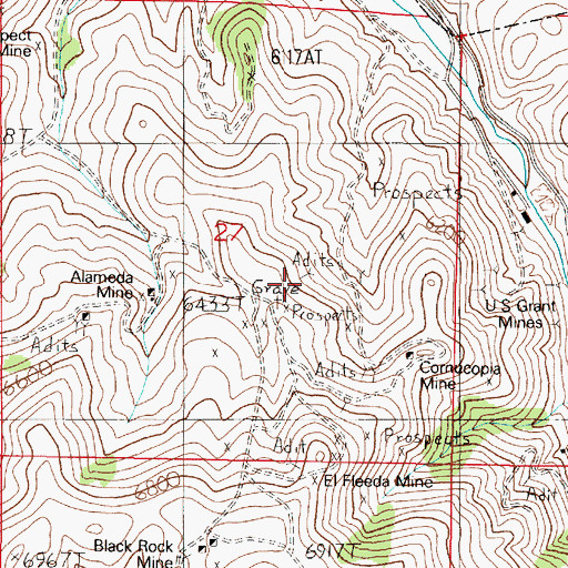Topographic Map of Alameda Mine, MT