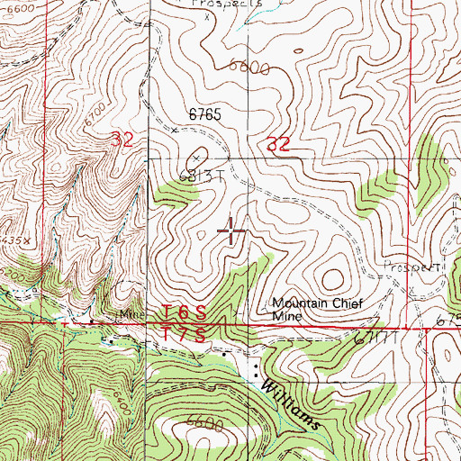 Topographic Map of Mountain Chief Mine, MT