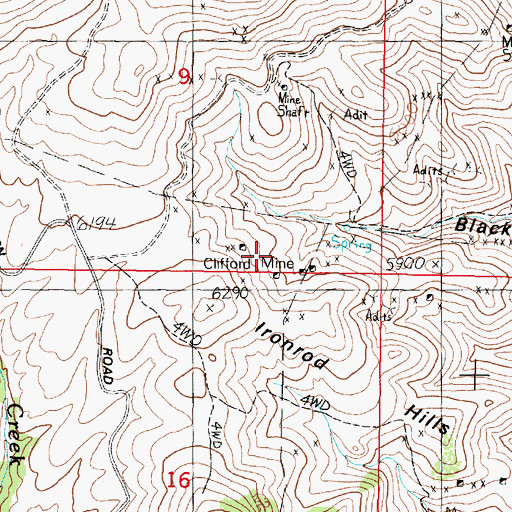 Topographic Map of Clifford Mine, MT