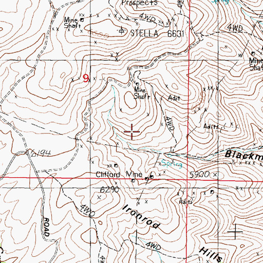 Topographic Map of Sage Hen Mine, MT