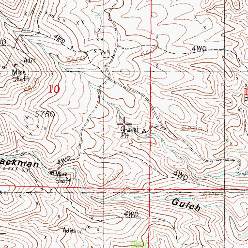 Topographic Map of Frida Marie Mine, MT