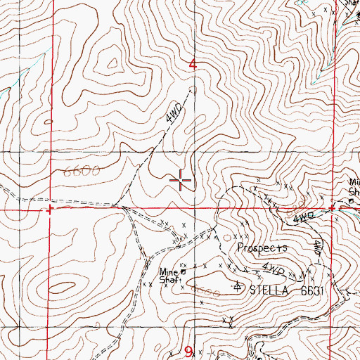 Topographic Map of NW Section 9 Mine, MT