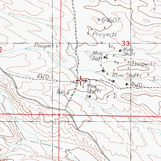 Topographic Map of Never Fail Mine, MT