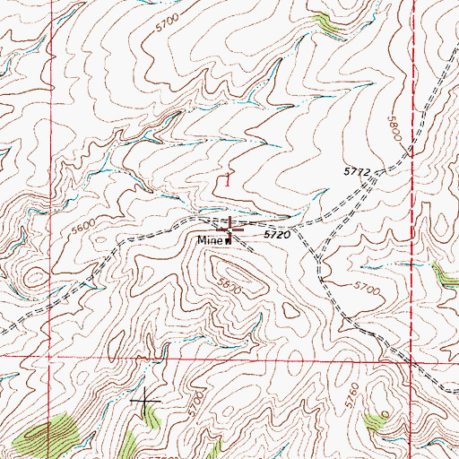 Topographic Map of SE Section 1/Cal Creek Mine, MT