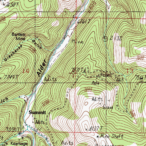 Topographic Map of Omaha Mine, MT