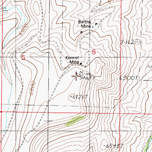 Topographic Map of Kennett Mine, MT