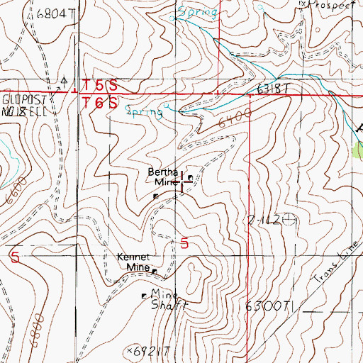 Topographic Map of Bertha Mine, MT