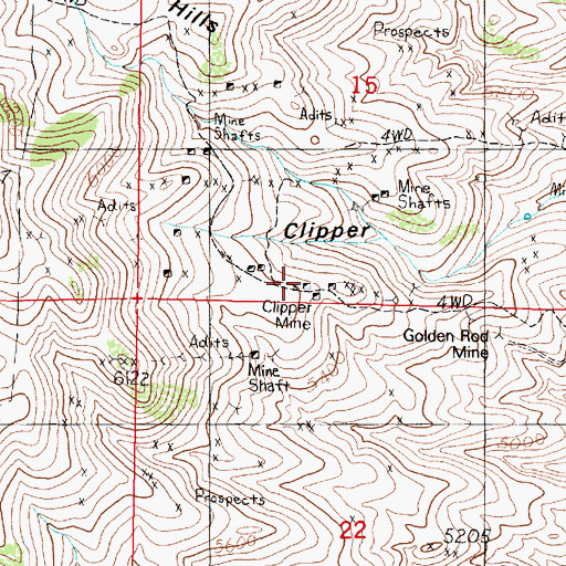 Topographic Map of Iron Rod Mine, MT