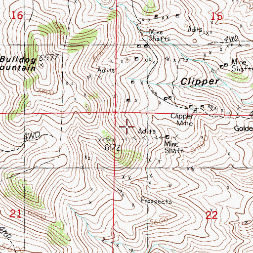 Topographic Map of Bull Dog Mine, MT