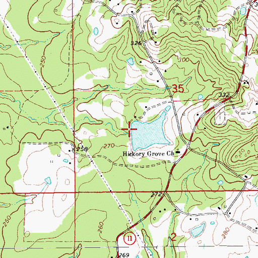 Topographic Map of Glover Lake Dam, AR