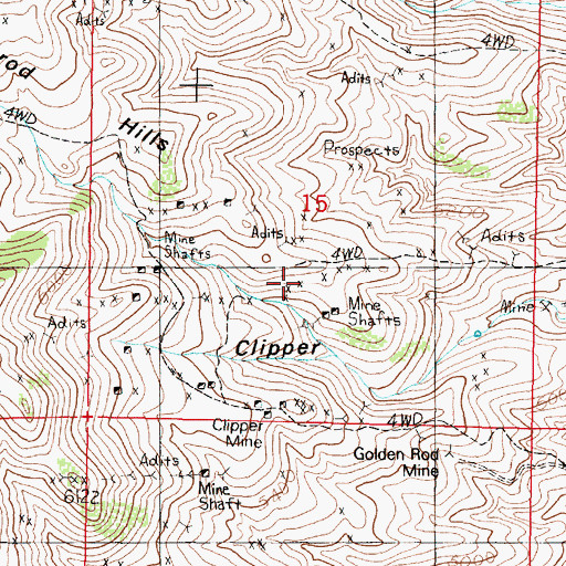 Topographic Map of Glenns Falls Mine, MT