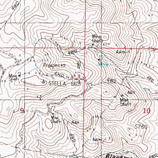 Topographic Map of Aurora Boraellis Mine, MT
