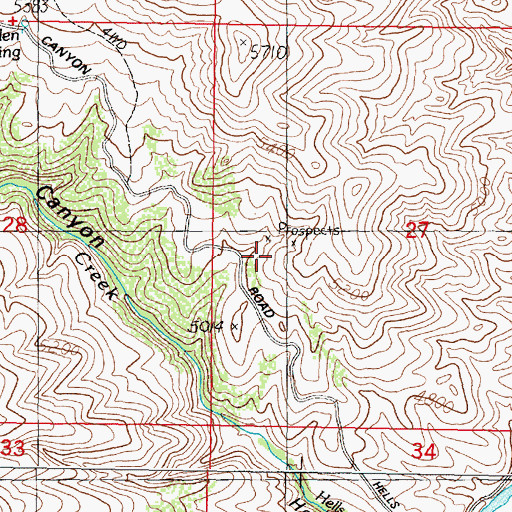 Topographic Map of Hells Canyon Mine, MT