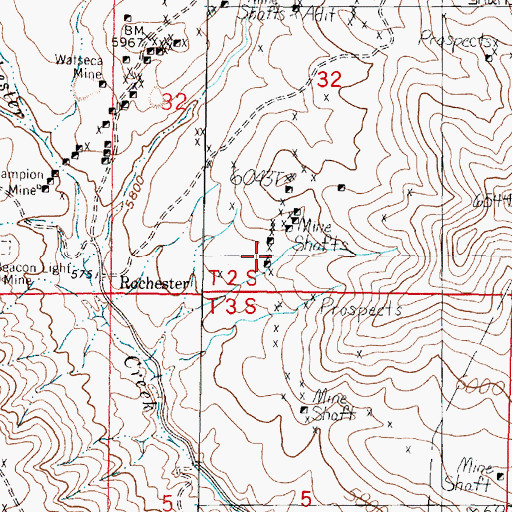 Topographic Map of Sunbeam/ID Number 2 Mine, MT