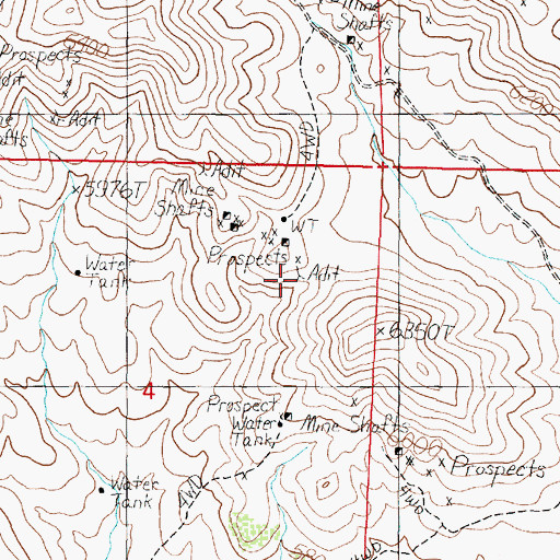 Topographic Map of NE Section 4 Mine, MT