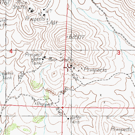 Topographic Map of SW Section 3 Mine, MT