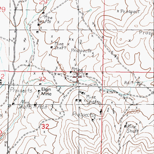 Topographic Map of NE Section 32 Mine, MT