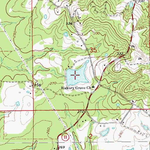 Topographic Map of Glover Lake, AR