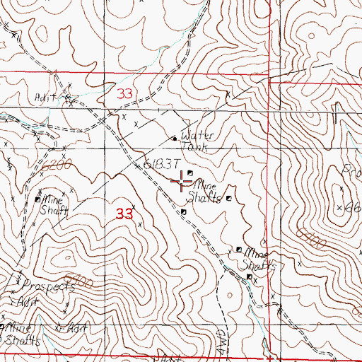 Topographic Map of Monitor Mine, MT