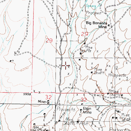 Topographic Map of SW Section 29 Mine, MT