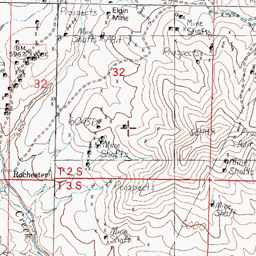 Topographic Map of Hermit Mine, MT