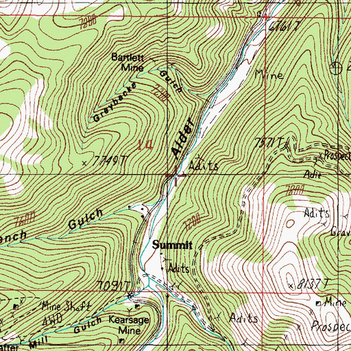 Topographic Map of Tunnel Mine, MT