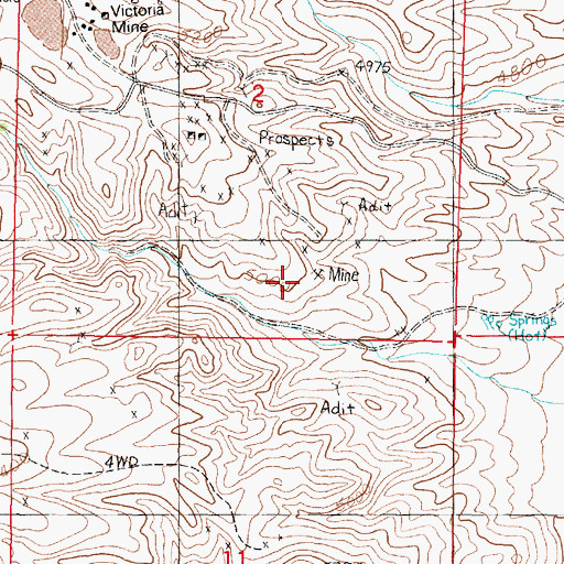 Topographic Map of Fagan Mine, MT