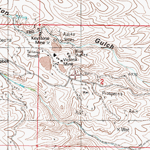 Topographic Map of Hudson Mine, MT