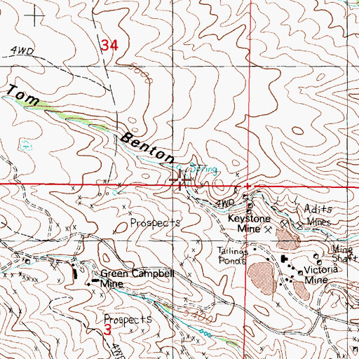 Topographic Map of Morning Mine, MT