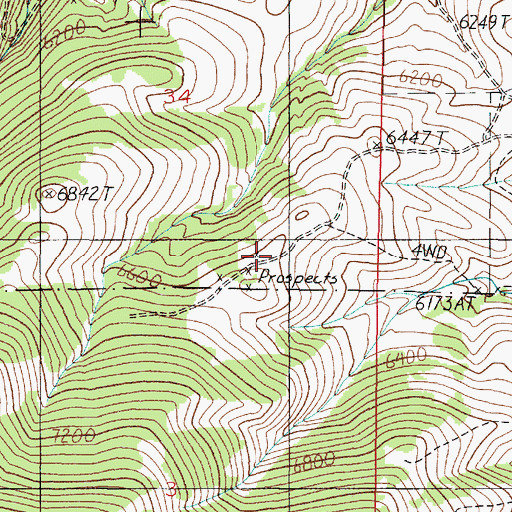 Topographic Map of SW SE Section 34 Mine, MT