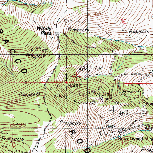 Topographic Map of Pony Mine, MT