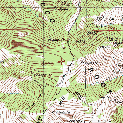 Topographic Map of Ben Harrison Mine, MT