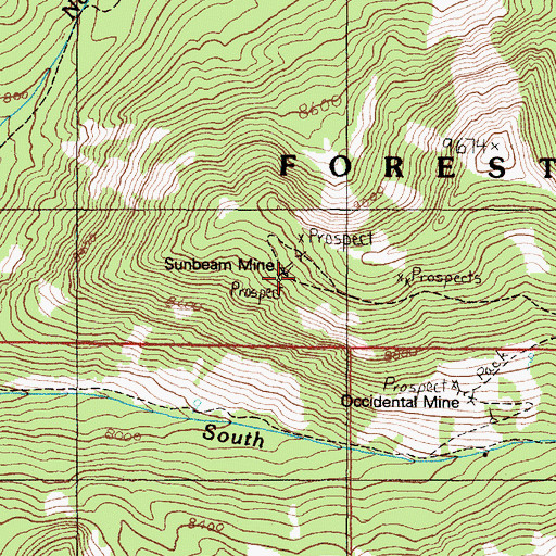Topographic Map of Sunbeam Mine, MT