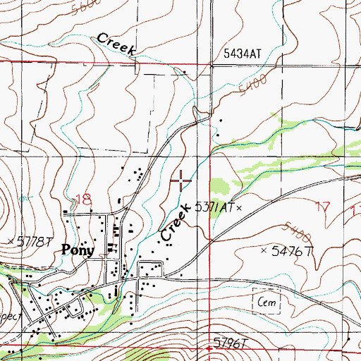 Topographic Map of SW SE Section 18 Mine, MT