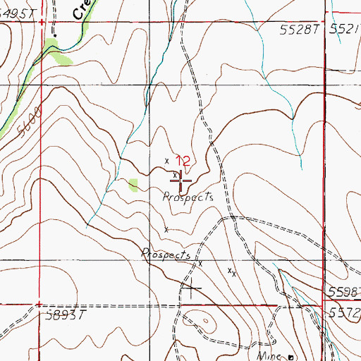 Topographic Map of NE SW Section 12 Mine, MT