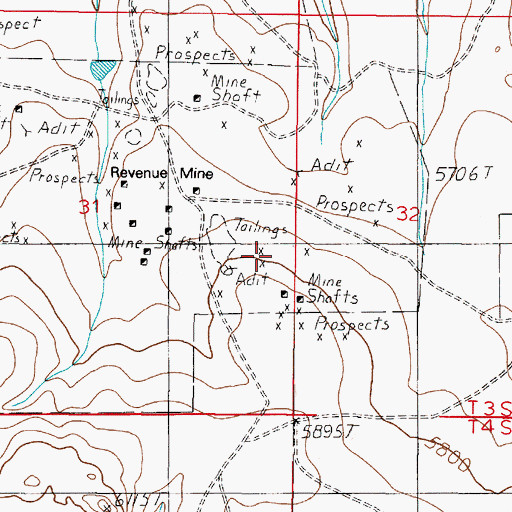 Topographic Map of Columbus Mine, MT