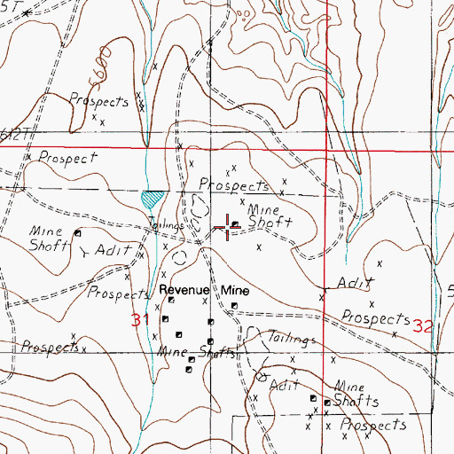 Topographic Map of Lexington Mine, MT