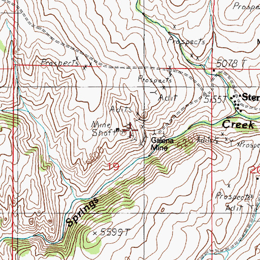 Topographic Map of Galena Mine, MT